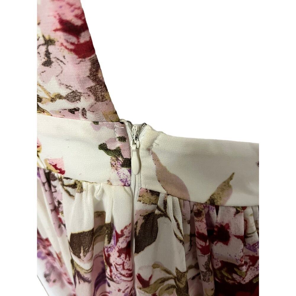 NEW Miss Avenue Beige Floral Print, Backless Cut-Out , Flowy, Lined Maxi Dress L - Picture 9 of 12